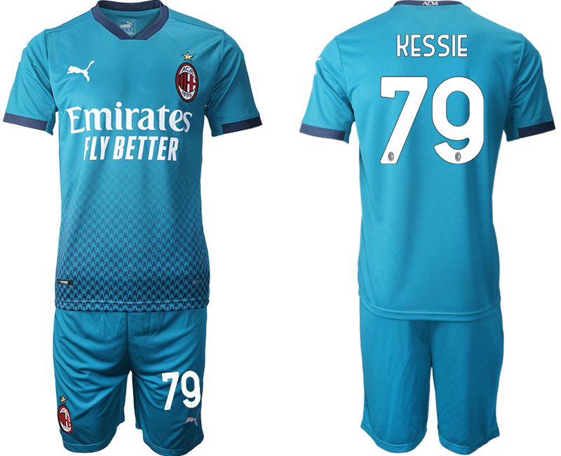 Men 2020-2021 club AC milan away #79 blue Soccer Jerseys